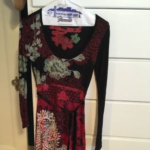 Desigial Long Sleeve Boho Lace Trim Dress